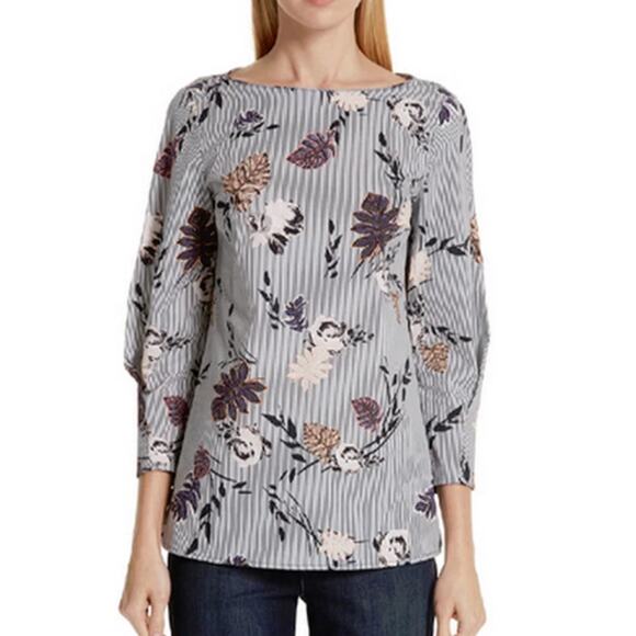 Lafayette 148 New York Caddie Blouse Ink Blue Women’s Size 18 Silk Blend - Picture 1 of 8